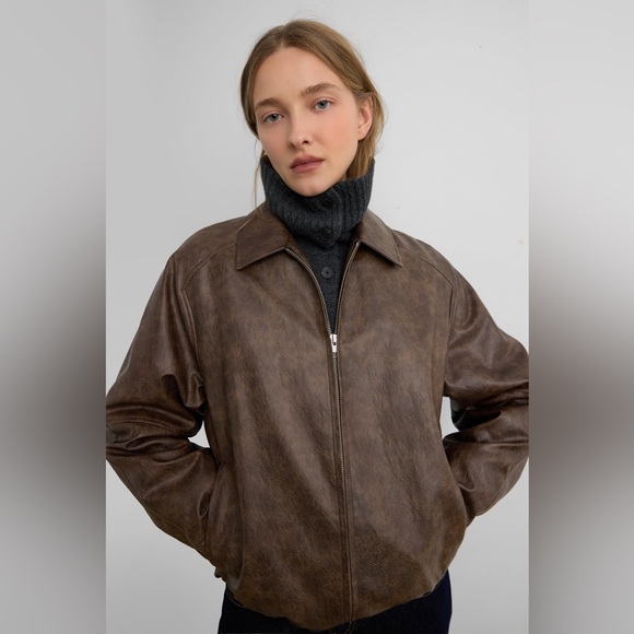 Oak+Fort Vegan Leather Bomber Jacket - Picture 3 of 14